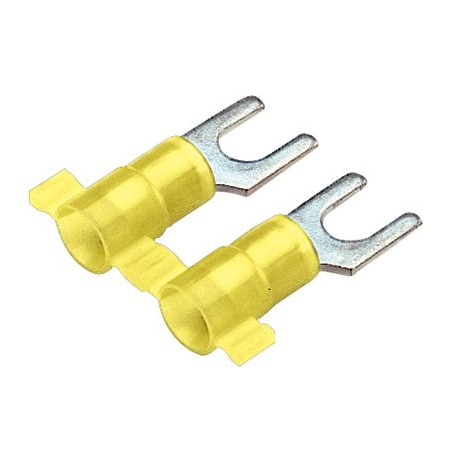 Panduit Fork Terminal, #10 Stud Size, 10 AWG, 600 V, Nylon Insulated, Yellow, Crimp Termination Only PN10-10F-2K